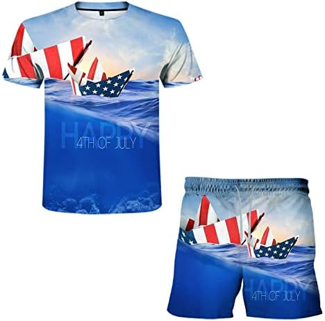 חולצות אימון לקיץ דגל ספינות דגל קיץ תלת מימד הדפסת יום עצמאות של יום מזדמן אמריקאי
