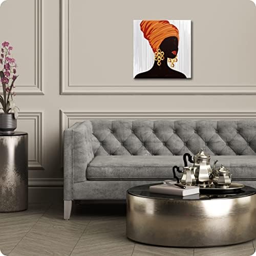 אפריקאי אמריקאי קיר אמנות לסלון שחור ילדה נשים בד קיר אמנות מופשט מודרני הודי נשים קיר תפאורה פופ יפה זהב עגילי