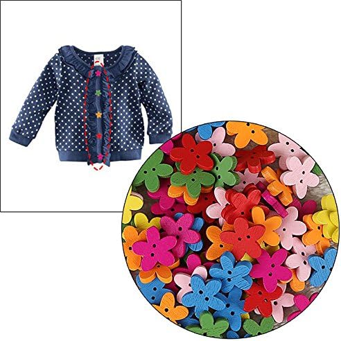 100 יחידות צבעוני פרח פלאטבק עץ כפתורי תפירת רעיונות קרפט לילדים