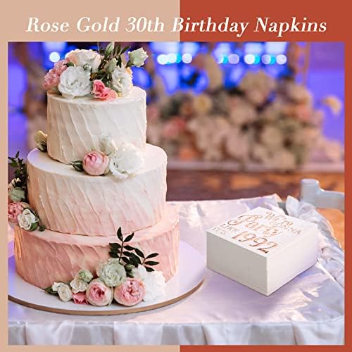הוטופ 120 יחידות מפיות קוקטייל ליום הולדת 30 רוז זהב מפיות יום הולדת לקישוטי מסיבת יום הולדת 30 אספקת מסיבת