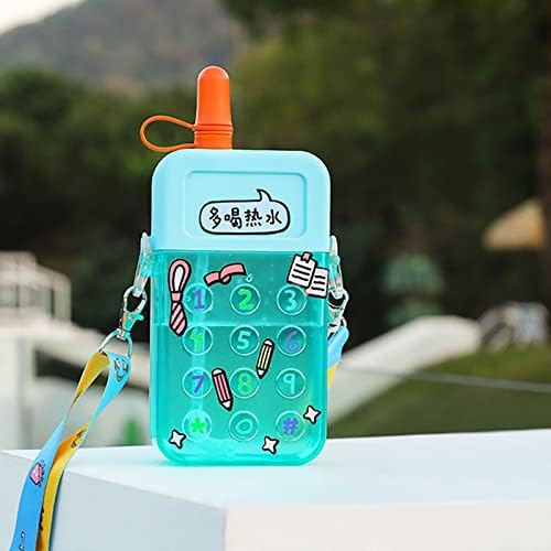 בקבוק מים בצורת טלפון נייד עם קש ורצועות כתפיים מתכווננות