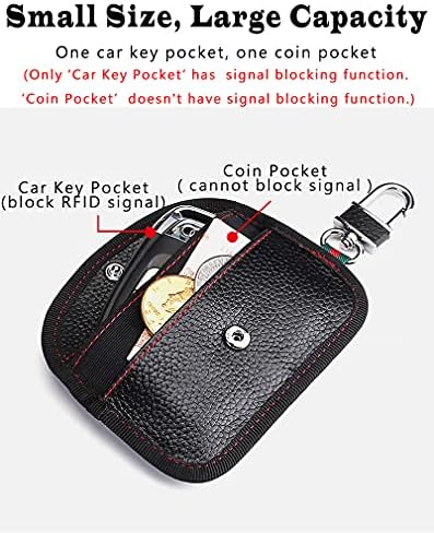 2 חבילה פאראדיי תיק עבור רכב מפתח פוב, אמיתי עור רכב מפתח אות חסימת פאוץ ללא מפתח אות בלוק מפתח מקרה עבור