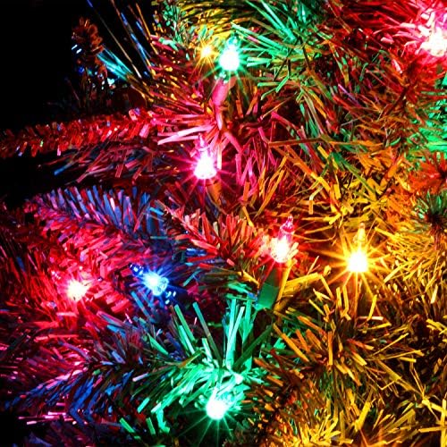 מיני קטן קטן שולחן מראש עץ חג המולד עץ חג המולד 22 אינץ 'מעוטר בקישוטים 35 אורות רב צבעוניים עץ ירוק מלאכותי קאסה קלאוסי