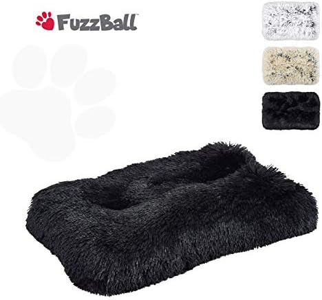 Fuzzball Fluffy Luxe Luxe Crate מחצלת כרית & כרית-רחיץ מכונה, בסיס אטום למים, אנטי החלקה, כרית עמידה עם מצורף