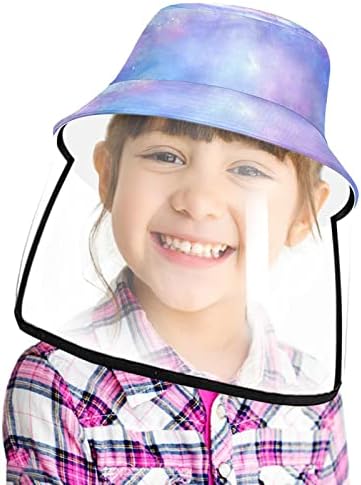 כובע מגן למבוגרים עם מגן פנים, כובע דייג אנטי שמש, ערפילית גלקסי ענן שמיים סגולים