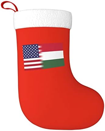 דגל אמריקה של TZT ודגל הונגרי גרבי חג המולד, מתנות למסיבת חג חג המולד לקישוטים לחג משפחתי 18 אינץ '
