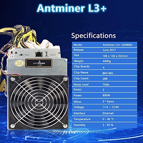 Antminer L3+ 504MH/S Litecoin Miner, ASIC מקצועי Litecoin Dogecoin מכונת כרייה, Scrypt Algorithm LTC Miner & Dogecoin Miner