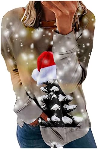 צווארון קרוואק חמוד סווטשירט סוודר צוואר הדפס חג מולד יוצא לנשים לנשים סווטשירטים של אמא בסך הכל לנשים