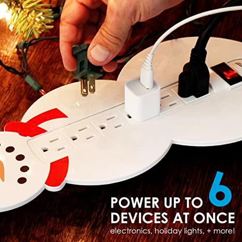 אנרגיה דיגיטלית לחג המולד איש שלג ארוך 6 ארוך 6 מוצא מגן על חשמל חשמל להפעלת עצי חג המולד וקישוטים לחג, 25 רגל,