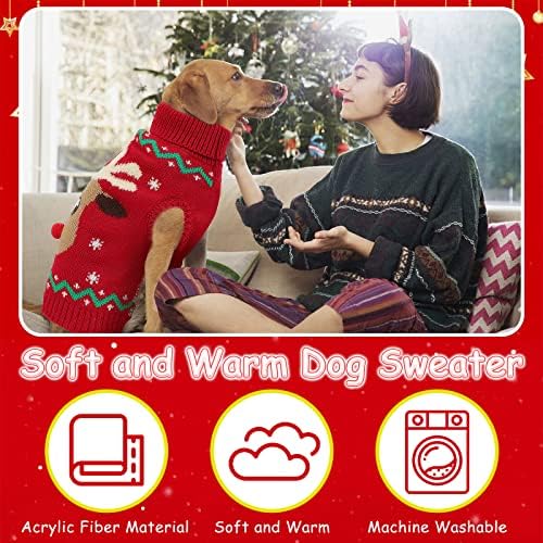 יופט סוודרים של כלבי חג המולד סוודרים, תלבושות כלבי חג המולד של איילים עם חור עם חור רצועה, בגדי כלבים צוואר