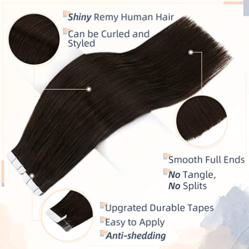 רצף 22 אינץ שחור קלטת שיער הרחבות שיער טבעי לנשים משיי ישר דבק קלטת שיער אמיתי הרחבות רמי ערב עור שיער הרחבות קלטת