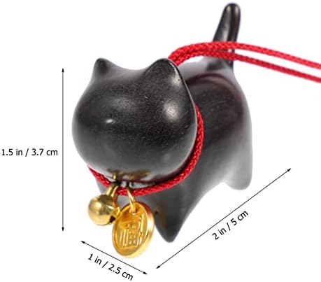 Ukcoco maneki neko מראה קסמי תלייה עץ תלוי בחתול שחור ברי מזל לקישוט פנים לרכב קישוט עץ חתלתול תלייה תביא לך