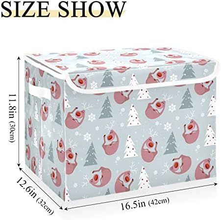עצי חג המולד של Fuluhuapin חזה קופסאות אחסון צעצוע של שלג פתית שלג עם מכסה, 16.5 x12.6 x11.8 צעצועים יציבים ארגזי מארגונים