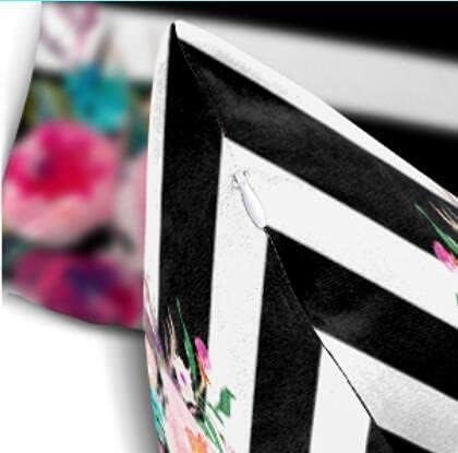 Emvency Decorative זריקה כרית כיסוי קווין מידה 20x30 אינץ 'טרנדי ורוד צבעי מים פרחוני פרחוני שחור לבן פס