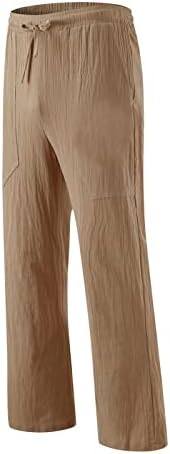 Miashui Mens מכנסיים גדולים וגבוהים מכנסיים המותניים באורך מוצק מכנסיים מלא