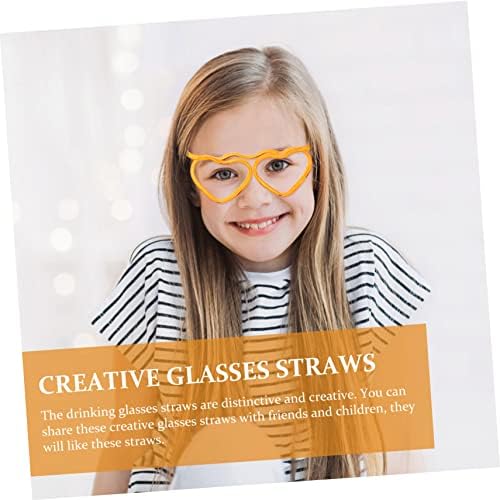 בסטונזון 8 יחידות משקפיים קש זכוכית קש פלסטיק משקפיים בצורת לב משקפיים ילדים קש משקפיים טיפשי קשיות לילדים