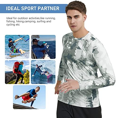 חולצת דיג לגברים של Eenthoo חולצות הגנת שמש חולצות UV SPF חולצות טריקו UPF 50+ שומר פריחה שרוול ארוך לשחייה