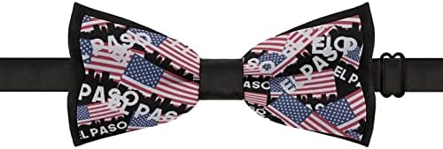 דובון אל פאסו טקסס אמריקאי דגל מצחיק עניבה מראש קשור פורמליות עניבת פרפר מתכוונן עניבת פרפר מודפס עבור גברים