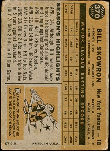 1960 Topps 370 Bill Skowron ניו יורק ינקי ינקי ינקי