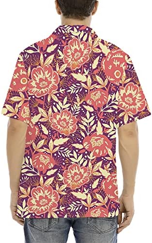 קיץ חולצות גברים מזדמנים לוגו מותאם אישית מסוגנן כיס חזה התאמה דקה שרוול קצר פרחוני צווארון שרוול קצר