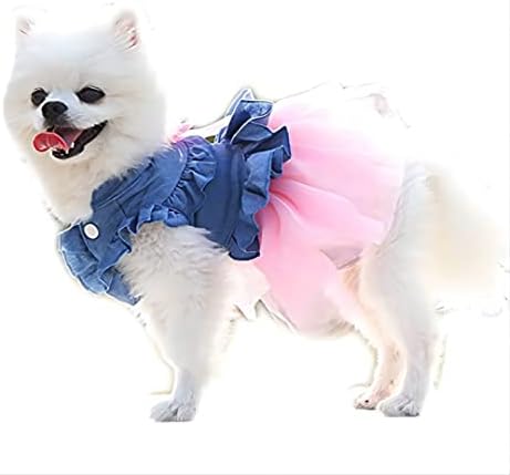 בגדי חיות מחמד של האריקאג ' י, קשת מתוקה חצאית כלב קטנה ילדה בגדי טוטו גור חתול ללא שרוולים הלבשה בגדי טדי שמלות כלה לאביב