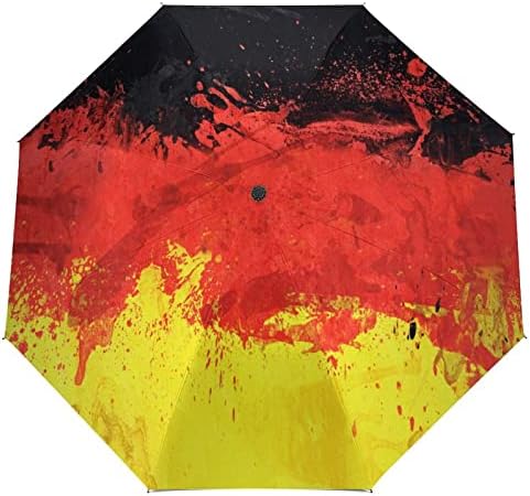 דגל גרמניה מטריה הפוכה מטריה מתקפלת הפוכה אטומה לרוח עם ידית בצורת ג לגברים נשים