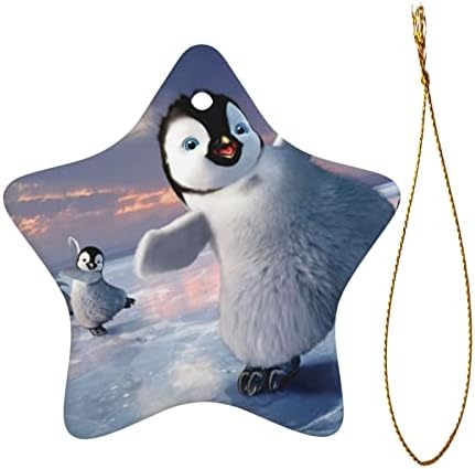 פינגווין שמח 2022 תליון קרמיקה לחג המולד לקישוט עץ חג המולד