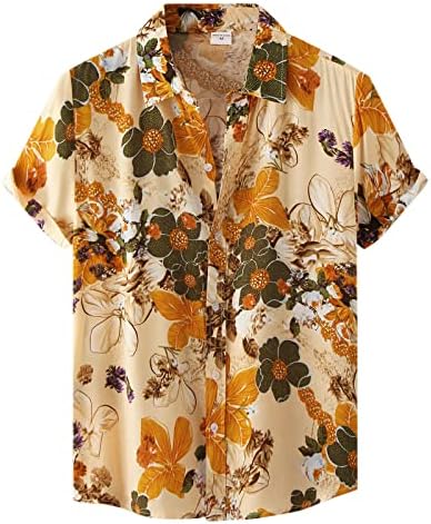 תלבושות אימוניות 2 חלקים לגברים לחולצת הדש הטרופית הוואי ותפאורה קצרה