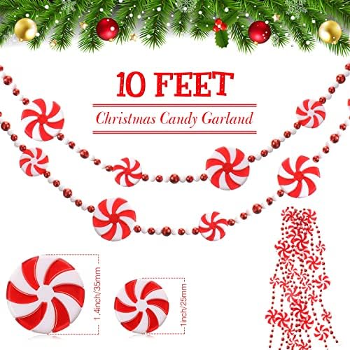 10 רגליים חג המולד ממתקים גרלנד פלפלמנט קנדי ​​קשת קישוטי חג המולד מזויפים עיצוב סוכריות מזויף עץ חג המולד זר לחג