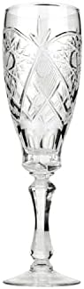 כלי זכוכית קריסטל חתוכים רוסיים אלגנטיים ומודרניים לאירוח מסיבות ואירועים-6 אונקיות, גביע, 170 מיליליטר, סט של 6