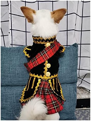 Slyhyll Dogs בגדי בגדי כלבים משובצים סקוטית קילט רויאל בסגנון קטיפה חליפת טוקסידו מחמד חיית מחמד CWYF-1253 תחפושת