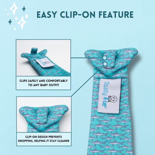 עניבת שיניים עניבה טעימה, עניבת תינוקות 3 ב -1 בקליפ על, צעצוע קמטים וסיליקון לתינוקות 3-18 חודשים, מתנה ייחודית