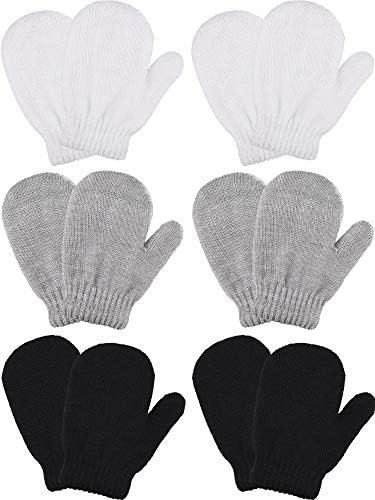 BOAO 6 זוגות חורף כפפות כפפות סרוגות חמות כפפות למתיחת כפפות למסיבת חג המולד ילדים פעוטות