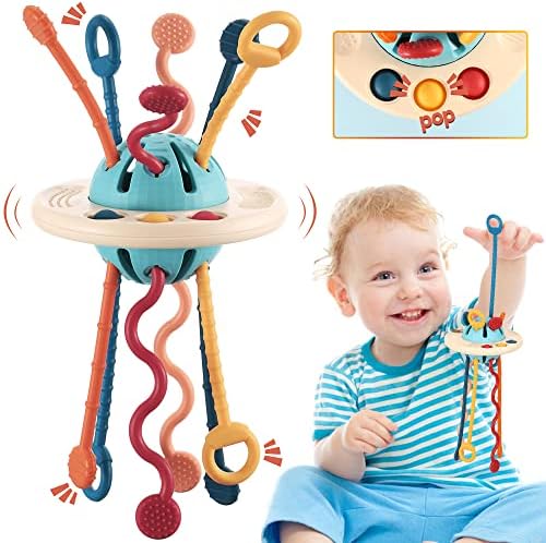 WTUST Baby Montessori צעצועים לילד בן שנה, 6-12 חודשים צעצועים חושיים פעוטות, צעצוע של נסיעות משיכת מיתרים מפתח מיומנות מוטורית