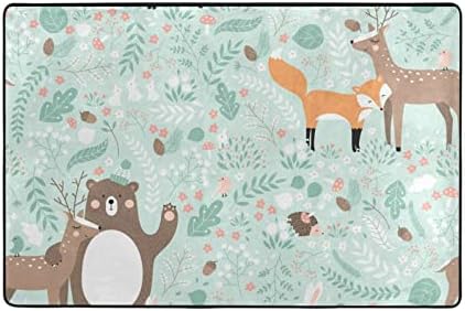 שטיח גדול שטיח רך חיות יער דוב צבי צבי שועל קיפוד משתלת פליימאט שטיח שטיח לילדים משחק חדר שינה חדר חדר שינה