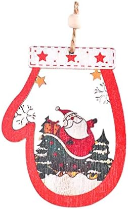 קישוט לחג המולד כפפות עץ חלולות תליון קריאריקטורה קריקטורה סנטה שלג איש שלג.