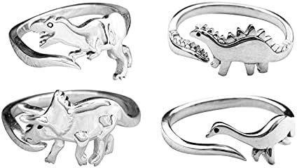 חיוך טבעות לנשים טבעת חמודה טבעת חמודה דינוזאור כסף מתנה מנות טבעת