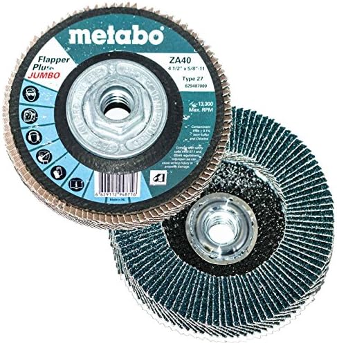 Metabo 629488000 4.5 x 7/8 פלפר פלוס שוחק ג'מבו דיסקים דש 60 חצץ, 5 חבילה