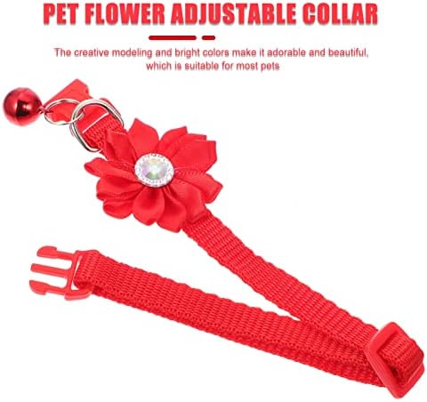 עיצוב פרחי Patkaw 4 יחידים צווארון פרח כלב כלב עניבת פרפר מתכווננת מחמד מתכוונן עניבת צוואר פרח עם פנדנט פעמון לחיות מחמד