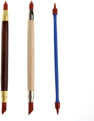 3 יחידות סיליקון גומי מעצב עט כפול-ראש חרס חימר פיסול כלים קרמיקה גילוף