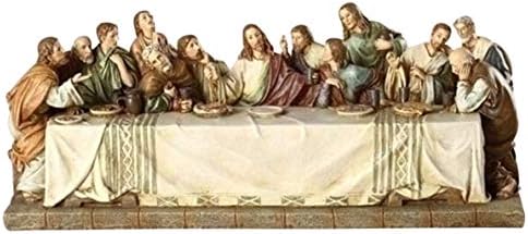 העיצוב האחרון של רנסנס הסעודה ישוע עם 12 תלמידים 11 x 4.5 אינץ 'פסל פסל אבן
