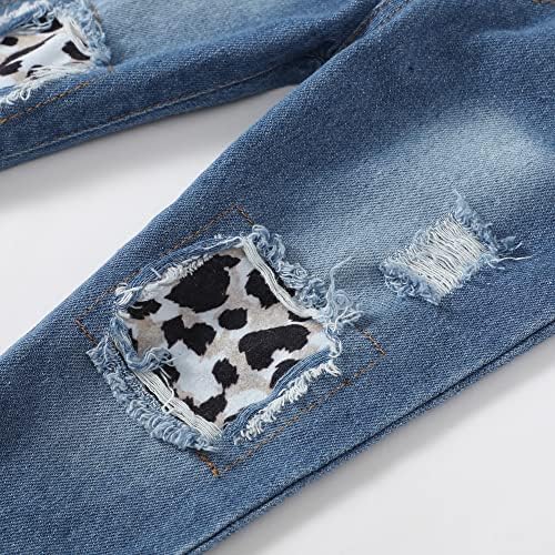 Xuanhao פעוט פעוטות בגדי תינוקות ג'ינס ג'ינס תלבושות 2 pcs פרע פרחים חלקית + מכנסי בנות קרע