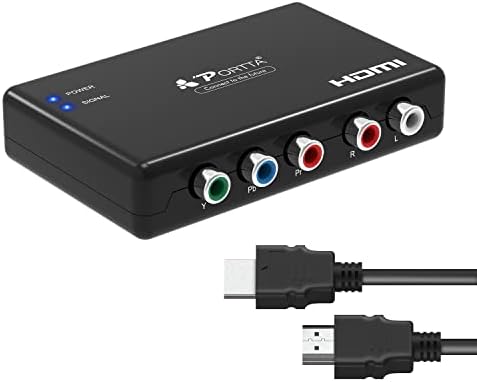 רכיב פורטטה לממיר HDMI עם כבל HDMI, RGB למתאם HDMI, 5 RCA YPBPR לממיר וידאו HDMI, תמיכה 1080P 60Hz עבור PS2 PS3 XBOX 360 DVD