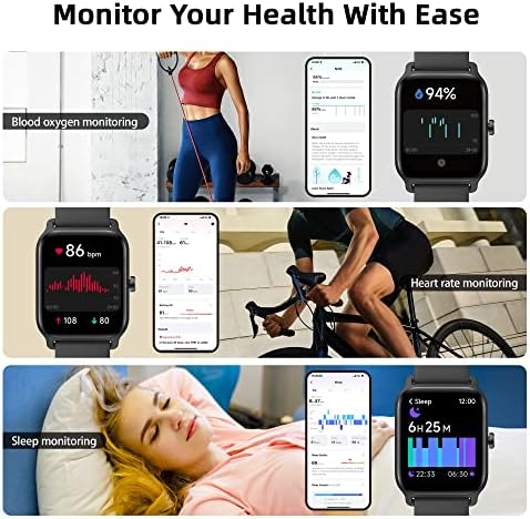 【2023 New】 שעון חכם לגברים נשים, 1.8 '' שעון גשש כושר אטום למים עם Alexa,, דופק Spo2 Monitor Sleep, 100+ ספורט, שעון חכם Bluetooth