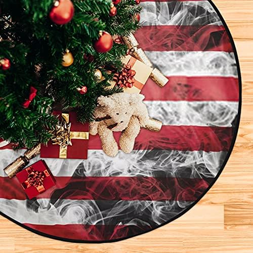 עשן דגל לאומי עץ חג המולד מחצלת עץ אטום למים שטיח מחצלת מגש מתחת לאביזר עץ חג המולד למגן לרצפת עץ קשה 28 אינץ '