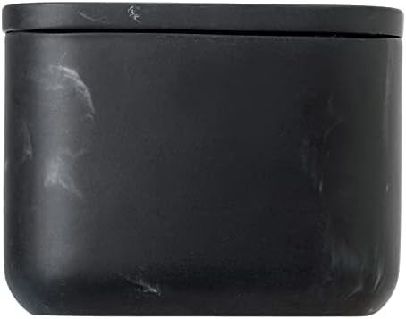 Vigar Zense Collection שיש שחור מוצרי טיפוח מלבניים קופסת מיכל עם מכסה, מחזיק לכדורי כותנה ואביזרי שיער, לחדר