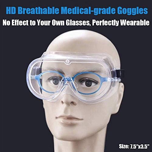 משקפי בטיחות דו-חבילה מעל משקפיים משקפי משקפי מגן עם אנטי ערפל אטום לחלוטין