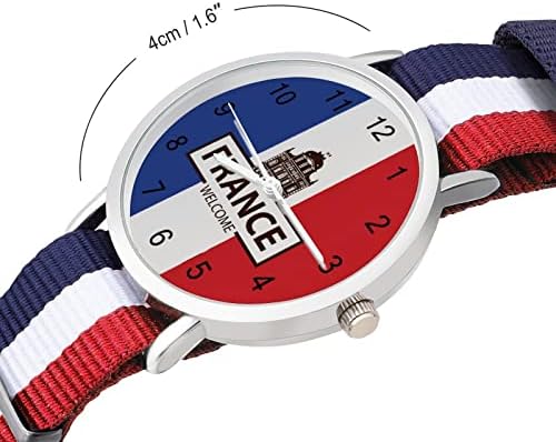 צרפת בברכה דגל רך ארוג רצועת שעון סגסוגת שעון עם ניילון רצועת יום הולדת מתנות לגברים נשים