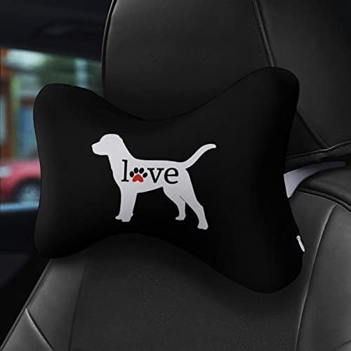 Labrador Love Dog Paw Paw Car כרית צוואר 2 מחשבים נוחים כרית ראש רכב כרית זיכרון נושמת כרית מושב מכונית קצף
