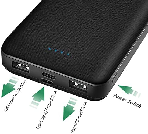 Lekzai 15,000mAh Portable Charger Bank Bank עם פלט USB C, חבילת סוללות דקה עם שלוש התאמות פלט של 5V/2.4A לאייפון